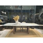 Стол ВЕСТБЕРГ (WESTBERG) 180 КАЛАКАТТА (GLOSS CALACATTA GOLD SOLID CERAMIC) / Орех натур, ®DISAUR