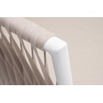 "Касабланка" диван 2-местный плетеный из роупа, каркас алюминий белый муар, роуп бежевый 20мм, ткань бежевая 15052