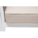 "Касабланка" диван 2-местный плетеный из роупа, каркас алюминий белый муар, роуп бежевый 20мм, ткань бежевая 15052