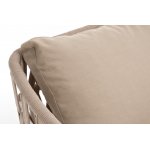 "Диего" диван 2-местный плетеный из роупа, каркас алюминий белый муар, роуп бежевый круглый, ткань бежевая 052