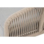 "Канны" диван 2-местный плетеный из роупа, каркас алюминий светло-серый (RAL7035) шагрень, роуп серый меланж круглый, ткань серая 017