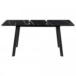 Стол Dublin раскладной 120-160х80х75 чёрный мрамор с чёрными ножками