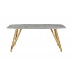 Стол обеденный Соар-2 F-1690,160х90х76 см, серо-золотая керамика/золото