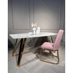 Стол обеденный Соар-2 F-1690,160х90х76 см, серо-золотая керамика/золото