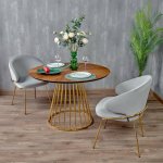 Стул-полукресло Emil кремовый с золотыми ножками Стул-полукресло Emil кремовый с золотыми ножками