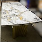 Стол АДАЖИО-2 240 (320) см ARCTIC OCEAN, керамика / Золотой каркас М-City