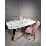 Стол обеденный Соар-2 F-1690,160х90х76 см, серо-золотая керамика/золото