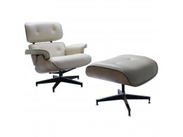 Кресло EAMES LOUNGE CHAIR и оттоманка EAMES LOUNGE CHAIR бежевые