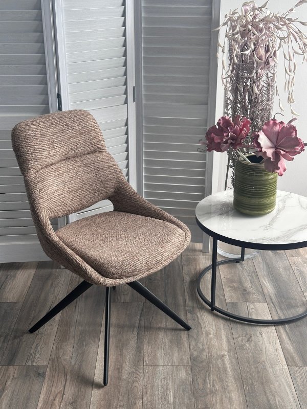 Стул АНДЕРС (ANDERS) 360 град., цвет КОРИЧНЕВЫЙ EYELASH-171 фактурный шенилл/ ЧЕРНЫЙ каркас, ®DISAUR Стул АНДЕРС (ANDERS) 360 град., цвет КОРИЧНЕВЫЙ EYELASH-171 фактурный шенилл/ ЧЕРНЫЙ каркас, ®DISAUR