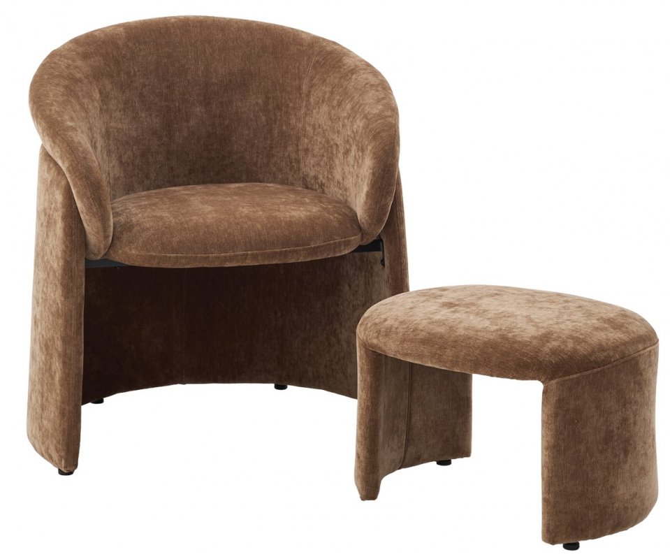 Кресло+оттоманка HUG AT5139-13 Коричневый, ткань/каркас металл в обивке AT5139-13 ®DISAUR