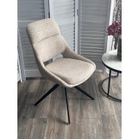 Стул АНДЕРС (ANDERS) 360 град, цвет БЕЖЕВЫЙ EYELASH -120 фактурный шенилл / ЧЕРНЫЙ каркас, ®DISAUR