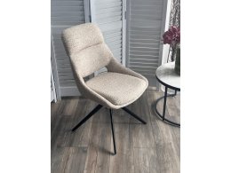 Стул АНДЕРС (ANDERS) 360 град, цвет БЕЖЕВЫЙ EYELASH -120 фактурный шенилл / ЧЕРНЫЙ каркас, ®DISAUR