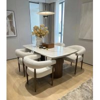 Стол ВЕСТБЕРГ (WESTBERG) 180 КАЛАКАТТА (GLOSS CALACATTA GOLD SOLID CERAMIC) / Орех натур, ®DISAUR