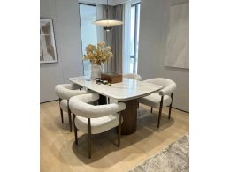 Стол ВЕСТБЕРГ (WESTBERG) 180 КАЛАКАТТА (GLOSS CALACATTA GOLD SOLID CERAMIC) / Орех натур, ®DISAUR