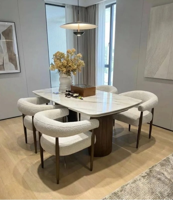 Стол ВЕСТБЕРГ (WESTBERG) 180 КАЛАКАТТА (GLOSS CALACATTA GOLD SOLID CERAMIC) / Орех натур, ®DISAUR