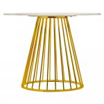 Стол Liverpool диам.100см, керамогранит белый мрамор с золотистыми ножками