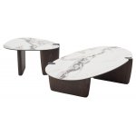 Стол кофейный ARN FENDI WHITE керамика на стекле/массив/ МДФ, облицованный дубовым шпоном ®DISAUR