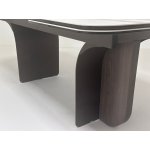 Стол INGERMAN 200 KARAKATA BROWN, керамика на стекле / Темно-серый металл+ шпон,  каркас, ®DISAUR