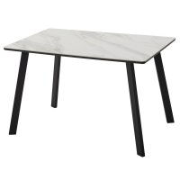 Стол ТИК ТАК 120  Белый мрамор активный, керамика / Черный каркас М-City