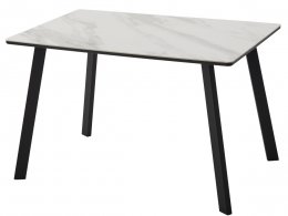 Стол ТИК ТАК 120  Белый мрамор активный, керамика / Черный каркас М-City