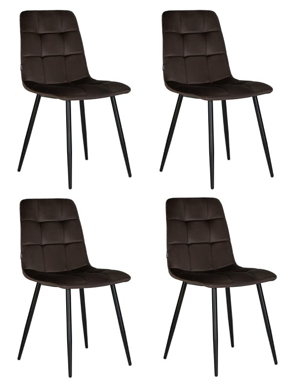 Набор 4 шт Стул обеденный DOBRIN CHILLY, Эспрессо Holland 74, основание черное