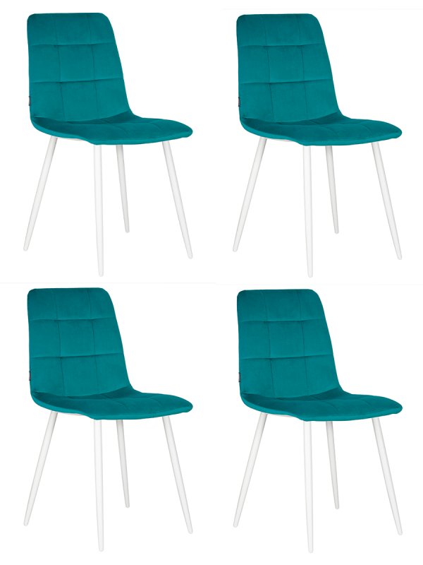 Набор 4 шт Стул обеденный DOBRIN CHILLY, Морской волны Holland 56, основание белое