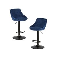 Набор 2 шт Стул барный DOBRIN LOGAN BLACK, синий велюр (MJ9-117)