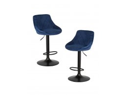 Набор 2 шт Стул барный DOBRIN LOGAN BLACK, синий велюр (MJ9-117)