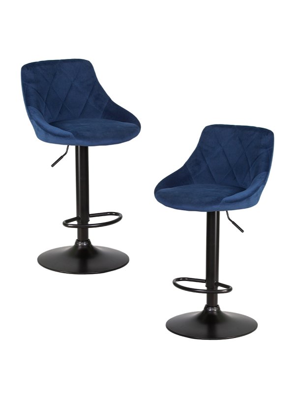Набор 2 шт Стул барный DOBRIN LOGAN BLACK, синий велюр (MJ9-117)