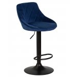 Стул барный DOBRIN LOGAN BLACK, синий велюр (MJ9-117)