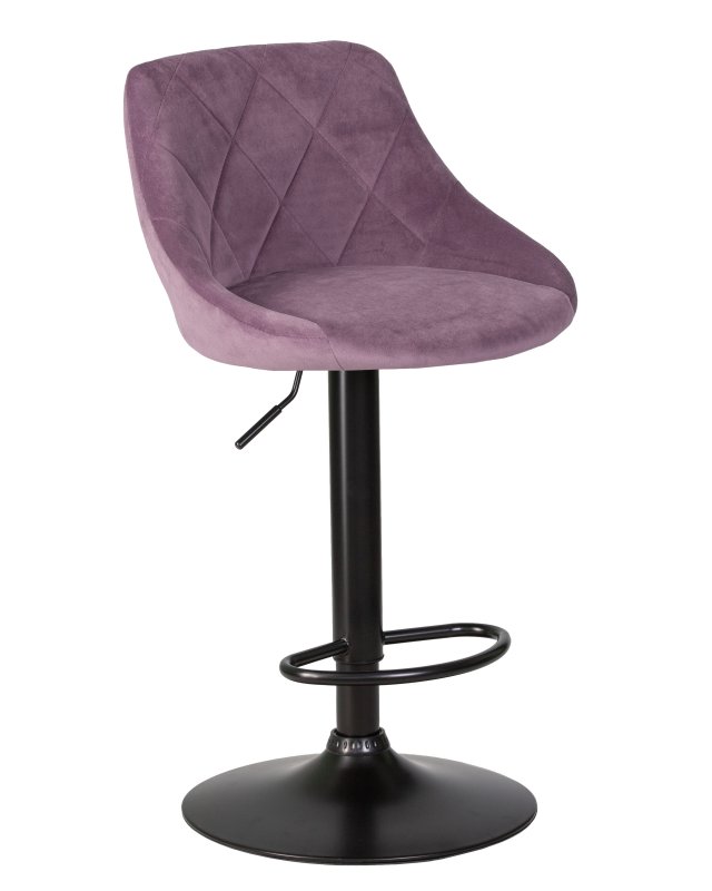 Стул барный DOBRIN LOGAN BLACK, пудрово-сиреневый велюр (MJ9-52)