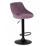 Стул барный DOBRIN LOGAN BLACK, пудрово-сиреневый велюр (MJ9-52)