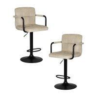 Набор 2 шт Стул барный DOBRIN KRUGER ARM BLACK, бежевый вельвет (LAR-E2041-04)