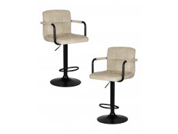 Набор 2 шт Стул барный DOBRIN KRUGER ARM BLACK, бежевый вельвет (LAR-E2041-04)