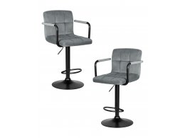 Набор 2 шт Стул барный DOBRIN KRUGER ARM BLACK, серый велюр (MJ9-75)
