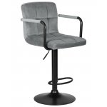 Стул барный DOBRIN KRUGER ARM BLACK, серый велюр (MJ9-75) Стул барный DOBRIN KRUGER ARM BLACK, серый велюр (MJ9-75)