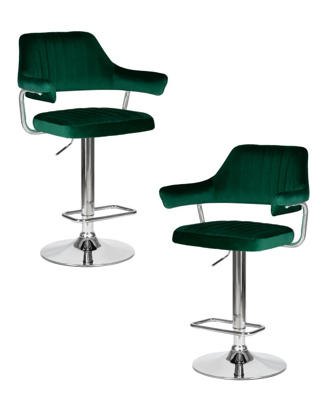 Набор 2 шт Стул барный DOBRIN CHARLY, зеленый велюр (MJ9-88)