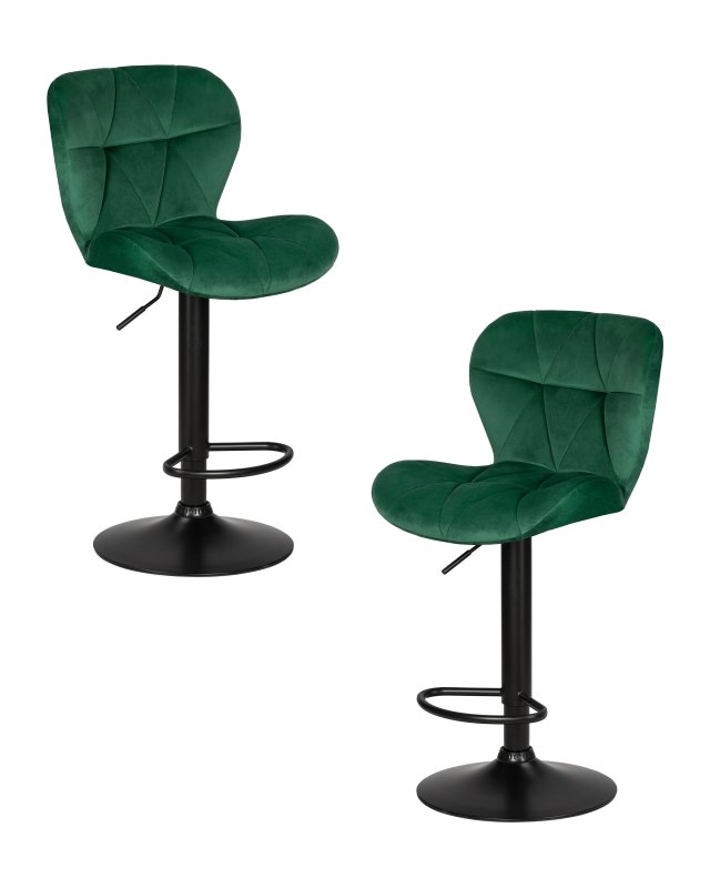 Набор 2 шт Стул барный DOBRIN BARNY BLACK, зеленый велюр (MJ9-88)