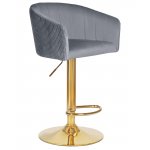 Стул барный DOBRIN DARCY GOLD, серый велюр (1922-19)
