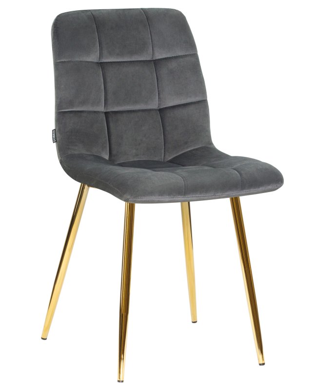 Стул обеденный DOBRIN ALEX, золотые ножки, темно-серый велюр (V108-91)