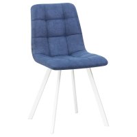 Стул обеденный DOBRIN ALEX SQUARE, белые ножки, синяя ткань (UF860-14B)
