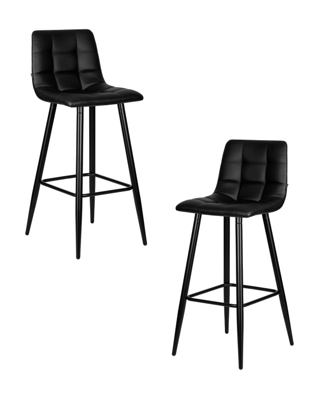 Набор 2 шт Стул барный DOBRIN NICOLE, черные матовые ножки, черная экокожа (P-01)