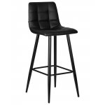 Набор 2 шт Стул барный DOBRIN NICOLE, черные матовые ножки, черная экокожа (P-01)