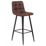 Стул барный DOBRIN NICOLE, черные матовые ножки, коричневая микрофибра (PK-03)