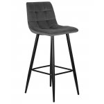 Стул барный DOBRIN NICOLE, черные матовые ножки, темно-серый велюр (108-91)