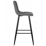 Стул барный DOBRIN NICOLE, черные матовые ножки, темно-серый велюр (108-91)