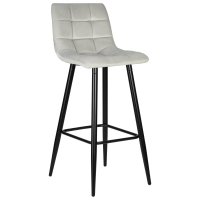 Стул барный DOBRIN NICOLE, черные матовые ножки, светло-серый велюр (108-52)