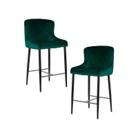 Набор 2 шт Стул полубарный DOBRIN CHRISTIAN'65, черные ножки, зеленый велюр (V108-64)
