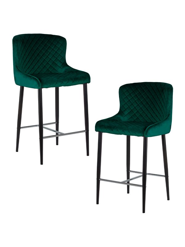 Набор 2 шт Стул полубарный DOBRIN CHRISTIAN'65, черные ножки, зеленый велюр (V108-64)