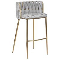 Стул барный DOBRIN EMMA GOLD, светло-серый велюр (135-37) Стул барный DOBRIN EMMA GOLD, светло-серый велюр (135-37)